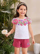 Annie Girls Floral & Berry Print Top and Red Shorts Set