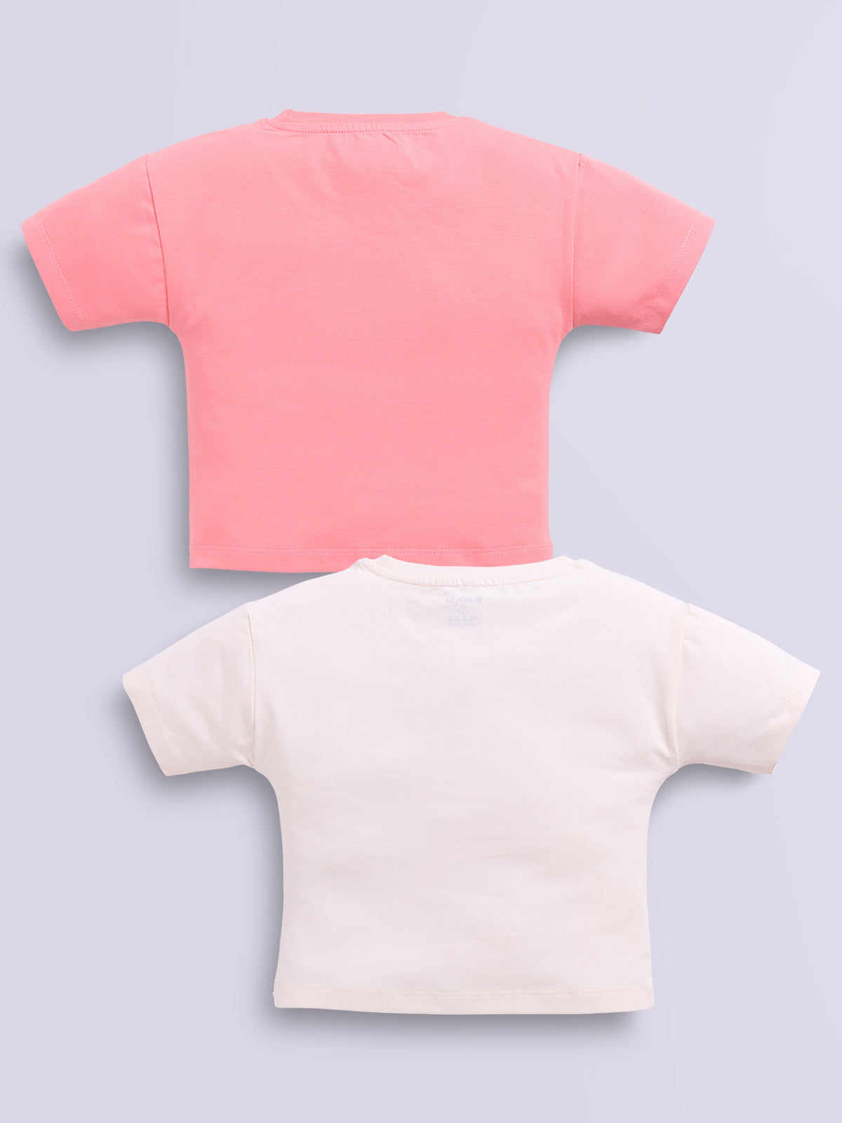 Biskid Girls "GAME ON" Dark Peach and "GOOD VIBE 1998" Cream Casual Cotton Crop Top Combo (Pack of 2)