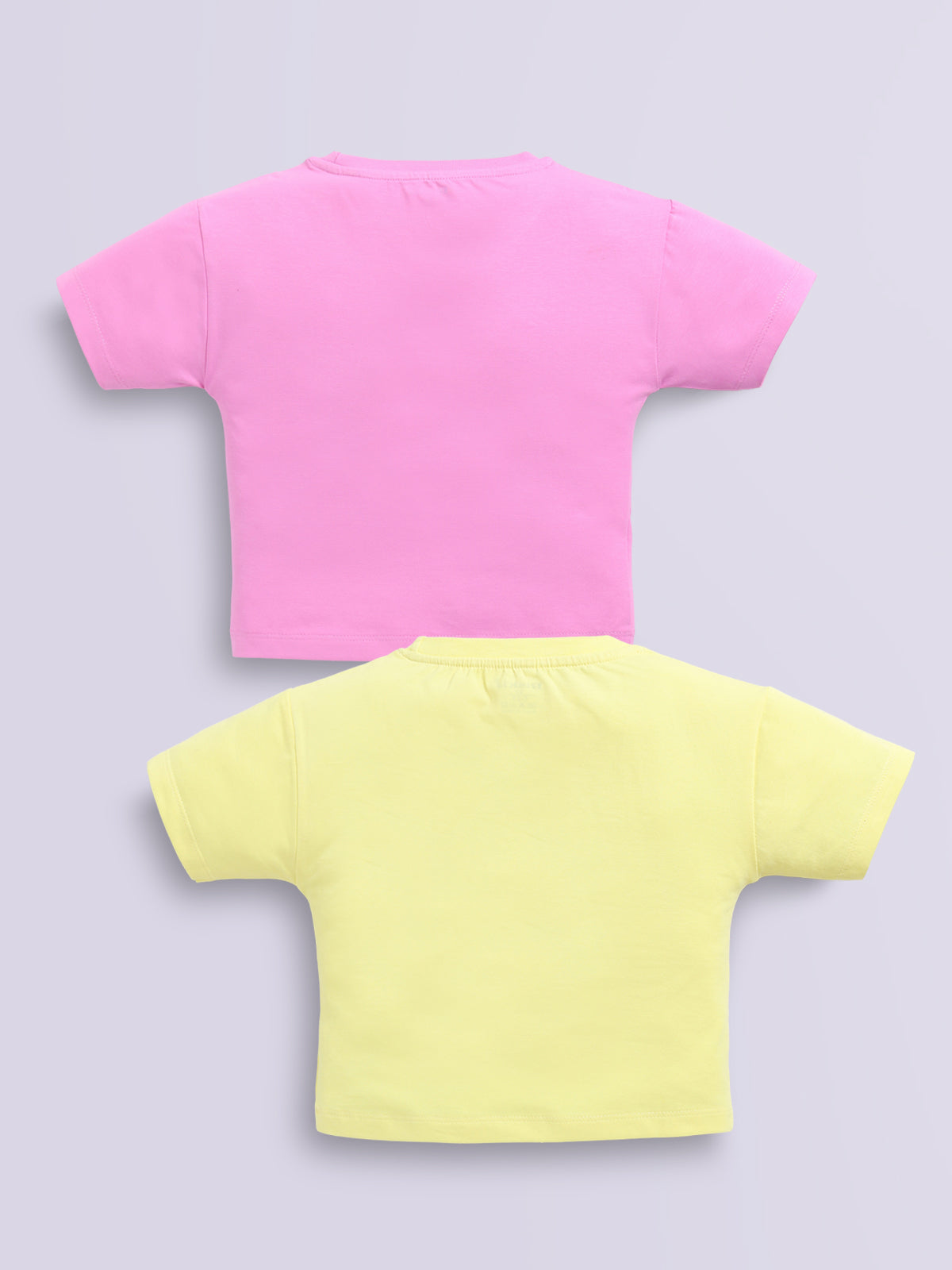 Biskid Girls "DREAMS NEW YORK" Dark Pink and "GAME ON" Lemon Yellow Casual Cotton Crop Top Combo (Pack of 2)