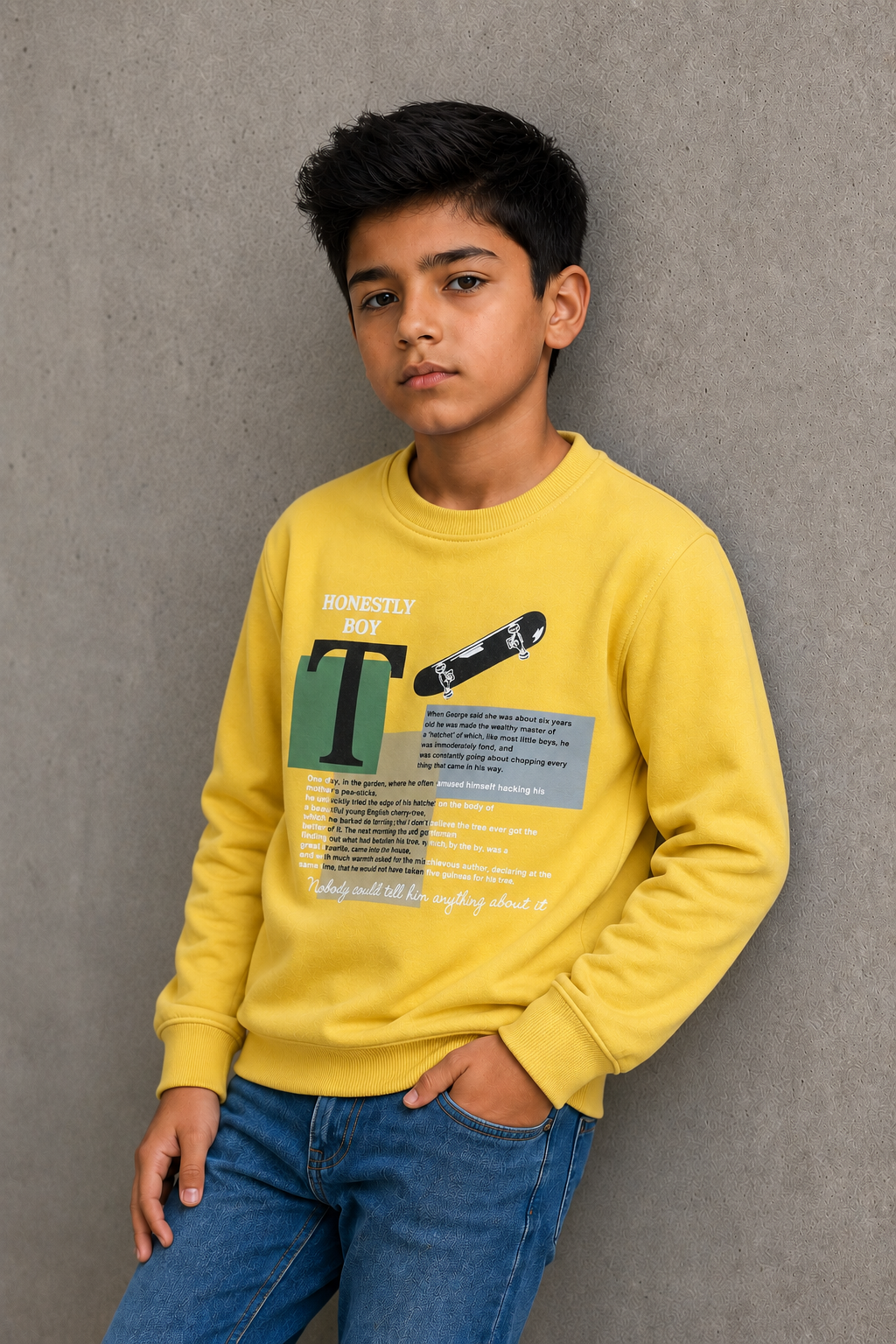 Biskid Boys "Honestly Boy" Graphic Sweatshirt - Mustard Yellow