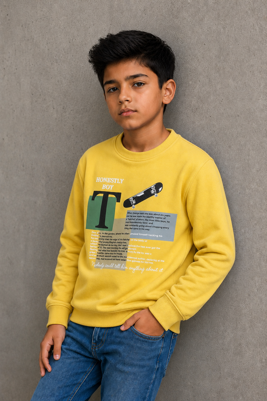Biskid Boys "Honestly Boy" Graphic Sweatshirt - Mustard Yellow