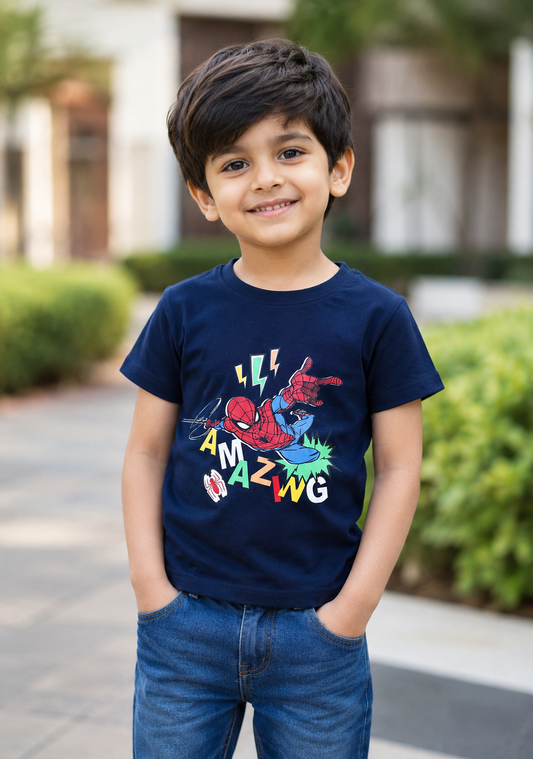Biskid Boys "Amazing" Spider-Man Graphic T-Shirt - Navy