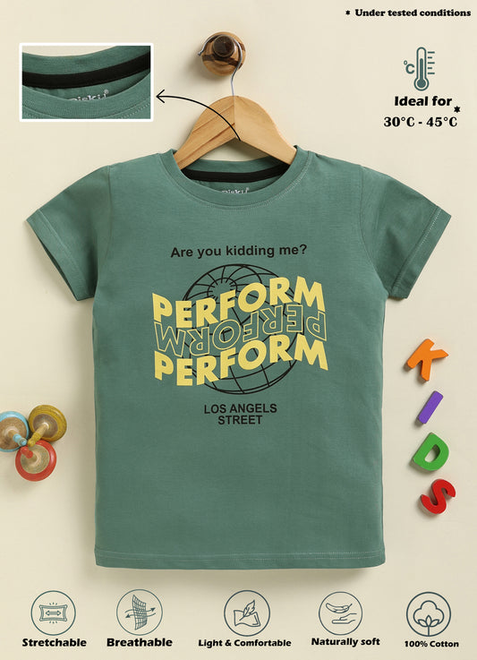 Biskid Boys "PERFORM" Graphic Crew Neck T-Shirt - Forest Green