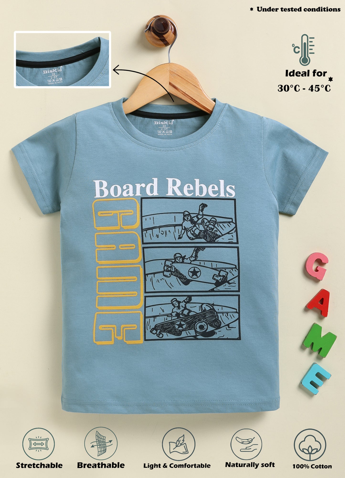 Biskid Boys "Cup Series USA 1975" and "Board Rebels GAME" Graphic Short-Sleeve T-Shirt Combo (Pack of 2)