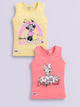Biskid Girls Disney Minnie Mouse Yellow "Follow the Rainbow" and Daisy Duck Peach Floral Sleeveless Tank Top Combo (Pack of 2)