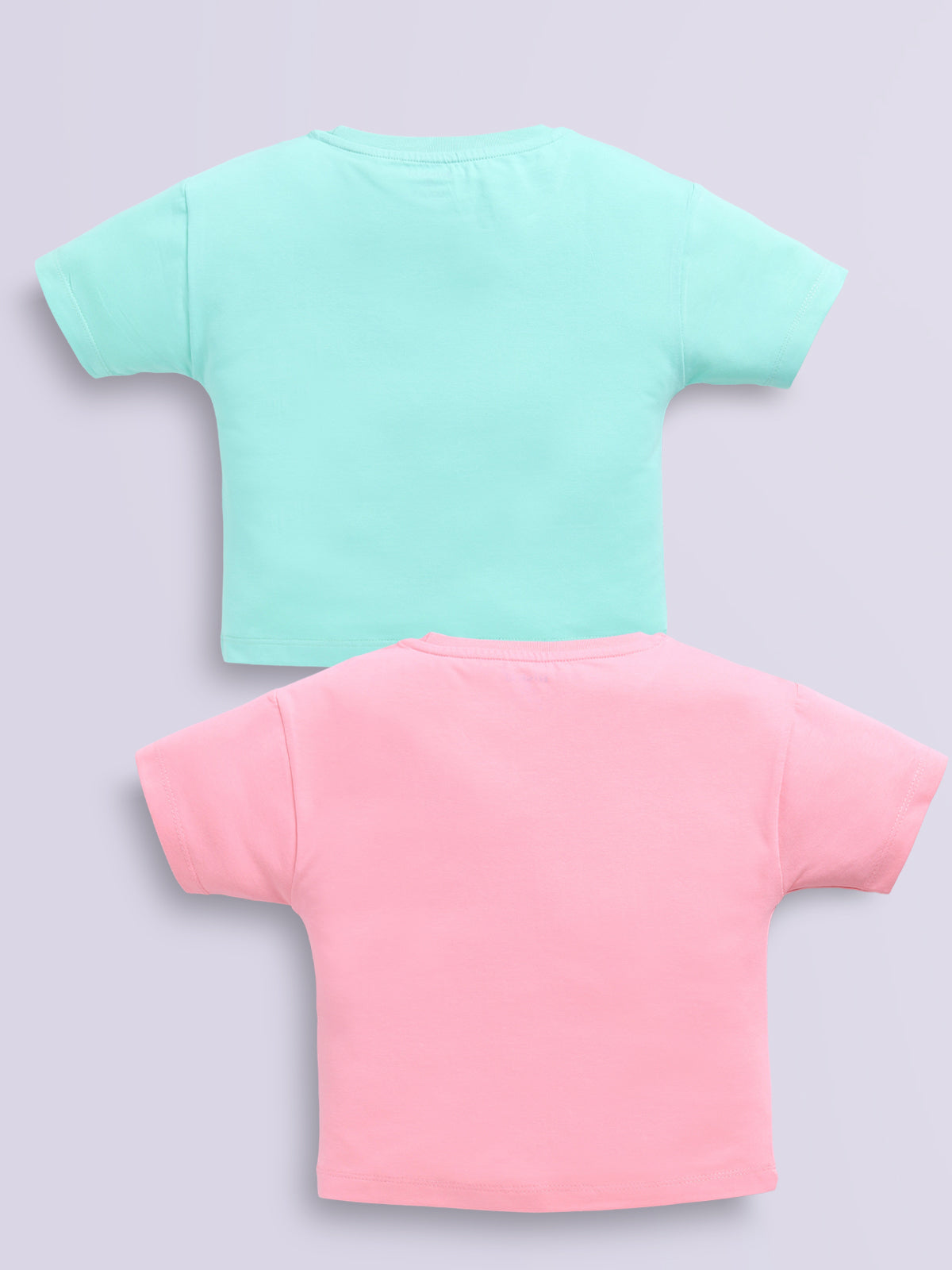 Biskid Girls "GOOD VIBE 1998" Light Peach and "DREAMS NEW YORK" Sea Green Casual Cotton Crop Top Combo (Pack of 2)