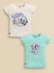 Biskid Girls Disney "Surfs Up" Cream and Minnie Mouse & Daisy Duck Mint Green Short-Sleeve Top Combo (Pack of 2)