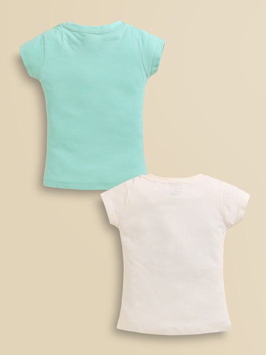 Biskid Girls Disney "Surfs Up" Cream and Minnie Mouse & Daisy Duck Mint Green Short-Sleeve Top Combo (Pack of 2)