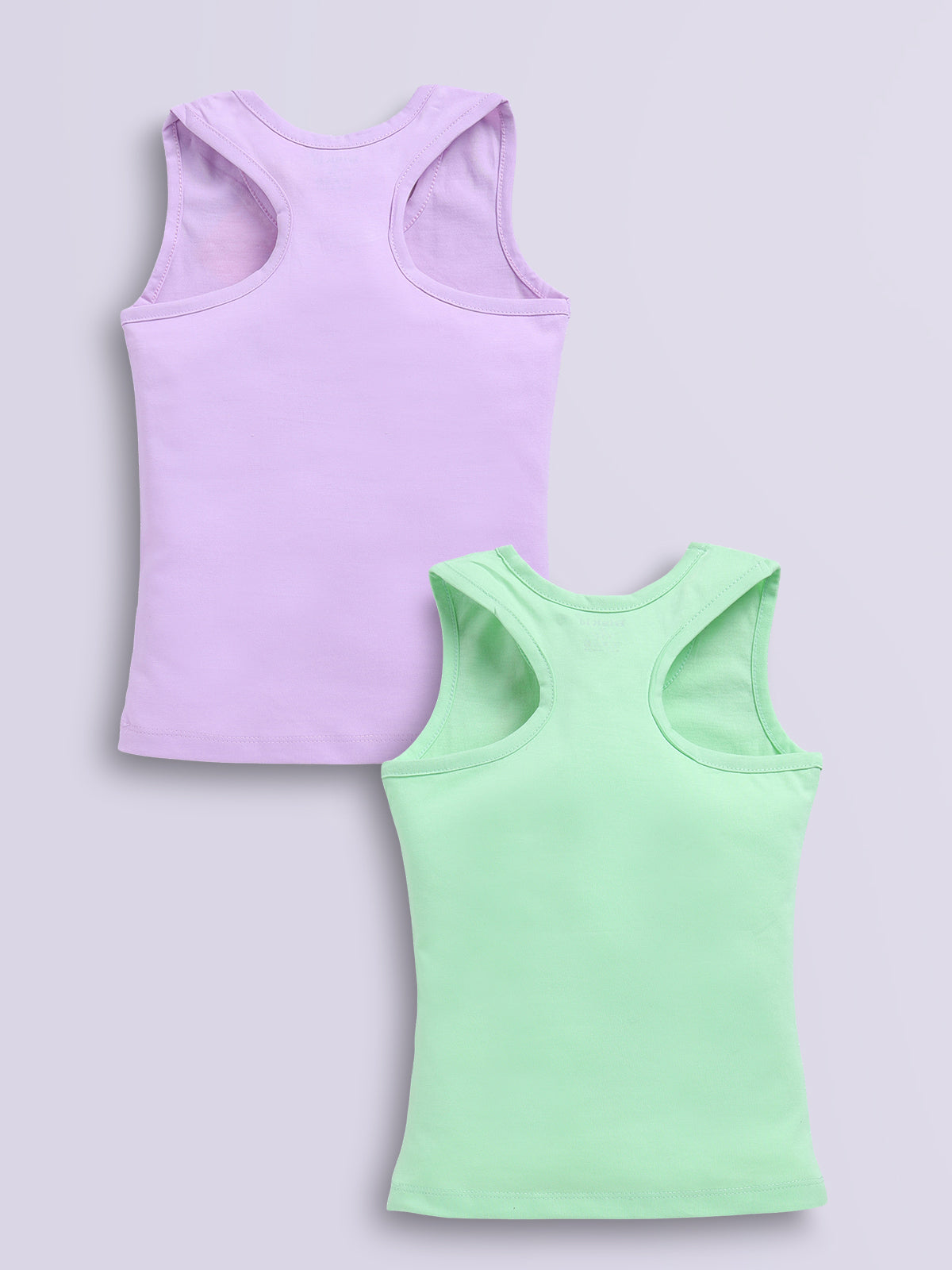 Biskid Girls Disney Daisy Duck Light Green Floral and Minnie Mouse Purple Heart Hands Sleeveless Tank Top Combo (Pack of 2)