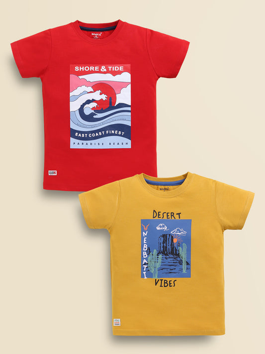 Biskid Boys "SHORE & TIDE" and "DESERT VIBES" Graphic Short-Sleeve T-Shirt Combo (Pack of 2)