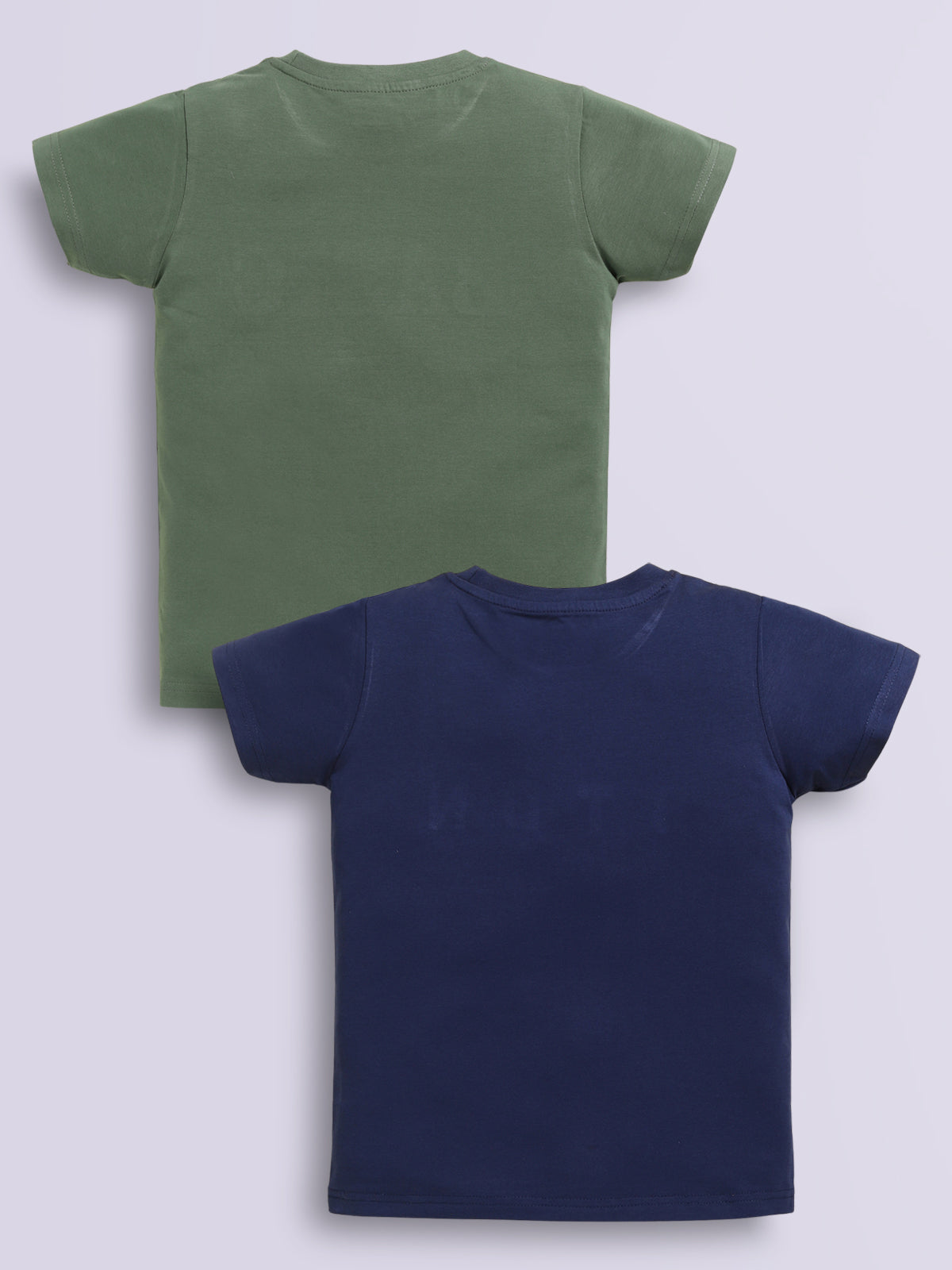 Biskid Boys "BASIC LEADER" Green and "BTDN" Navy Blue Typographic Short-Sleeve T-Shirt Combo (Pack of 2)