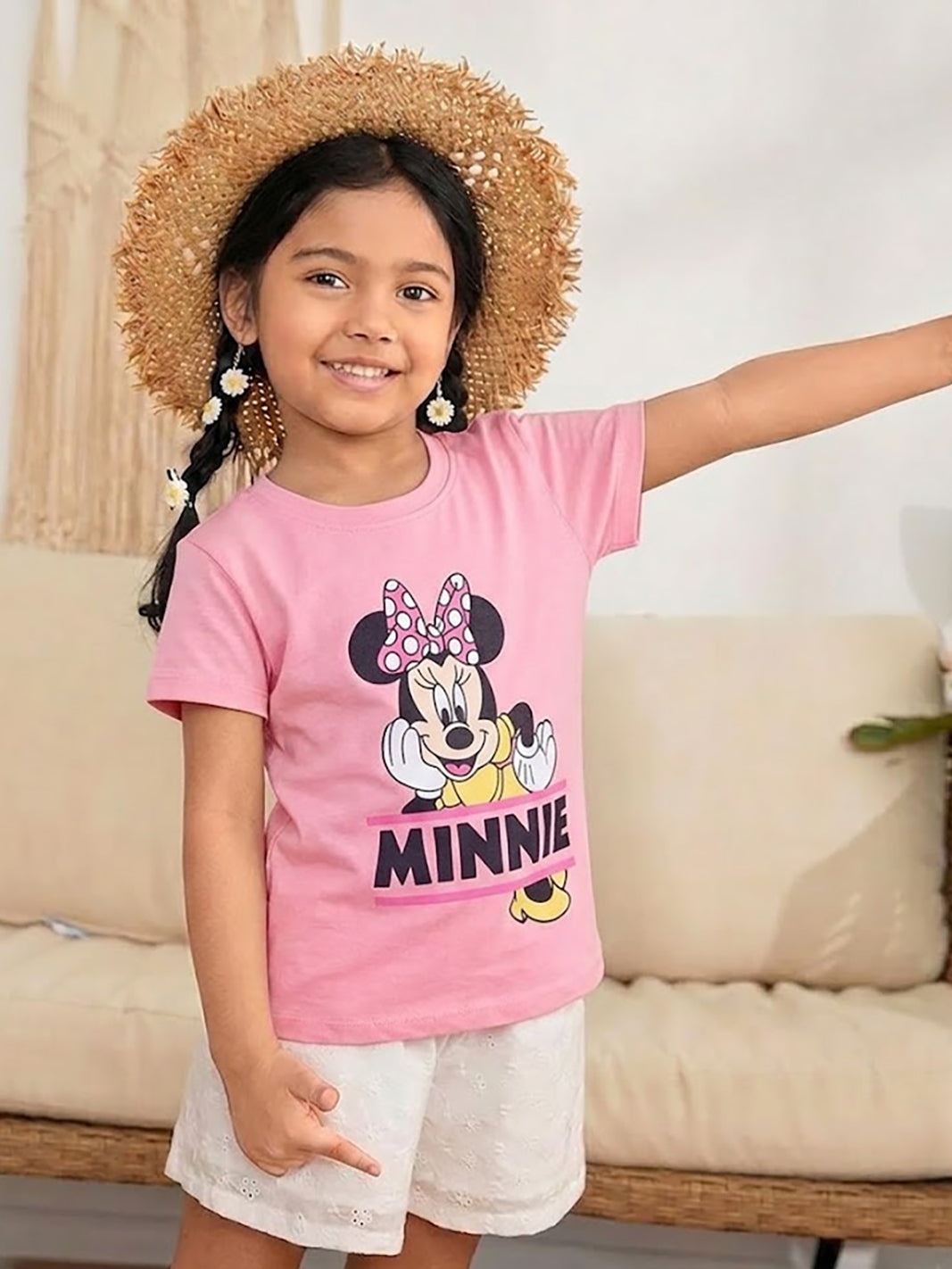 Biskid Girls Disney Daisy Duck Purple and Minnie Mouse Peach Short-Sleeve Top Combo (Pack of 2)