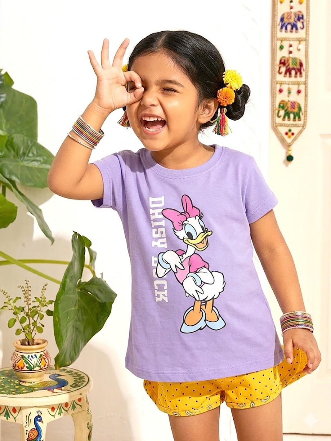 Biskid Girls Disney Daisy Duck Purple and Minnie Mouse Peach Short-Sleeve Top Combo (Pack of 2)