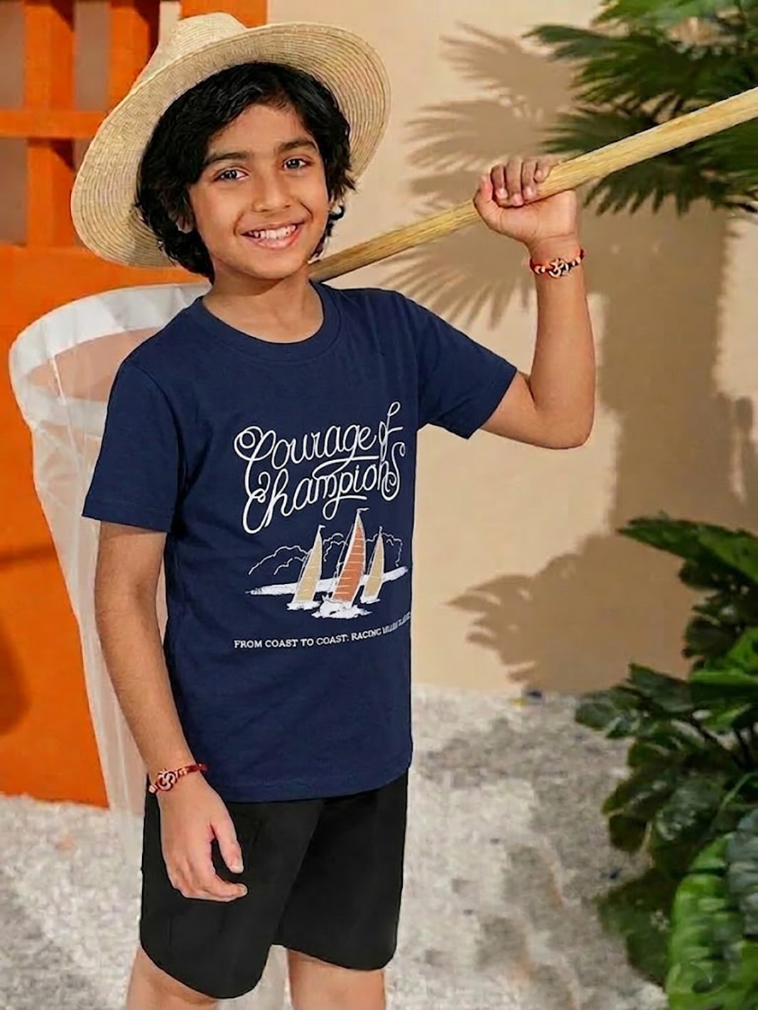 Biskid Boys "Courage of Champions" Sailboat and "EXPLORE THE WORLD" Graphic Short-Sleeve T-Shirt Combo (Pack of 2)