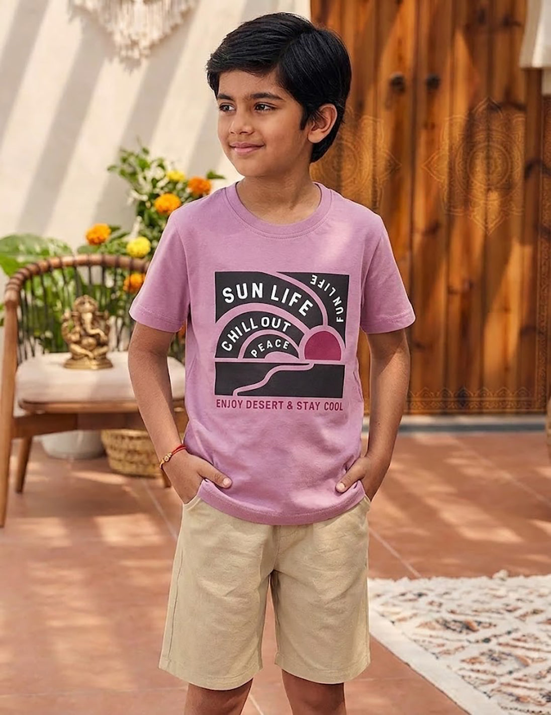 Biskid Boys "SUN LIFE CHILL OUT PEACE" and "GREE" Typographic Graphic Short-Sleeve T-Shirt Combo (Pack of 2)
