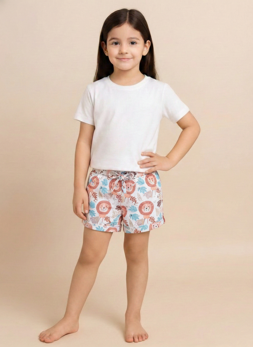 Girls Printed Cotton Summer Shorts-Sale
